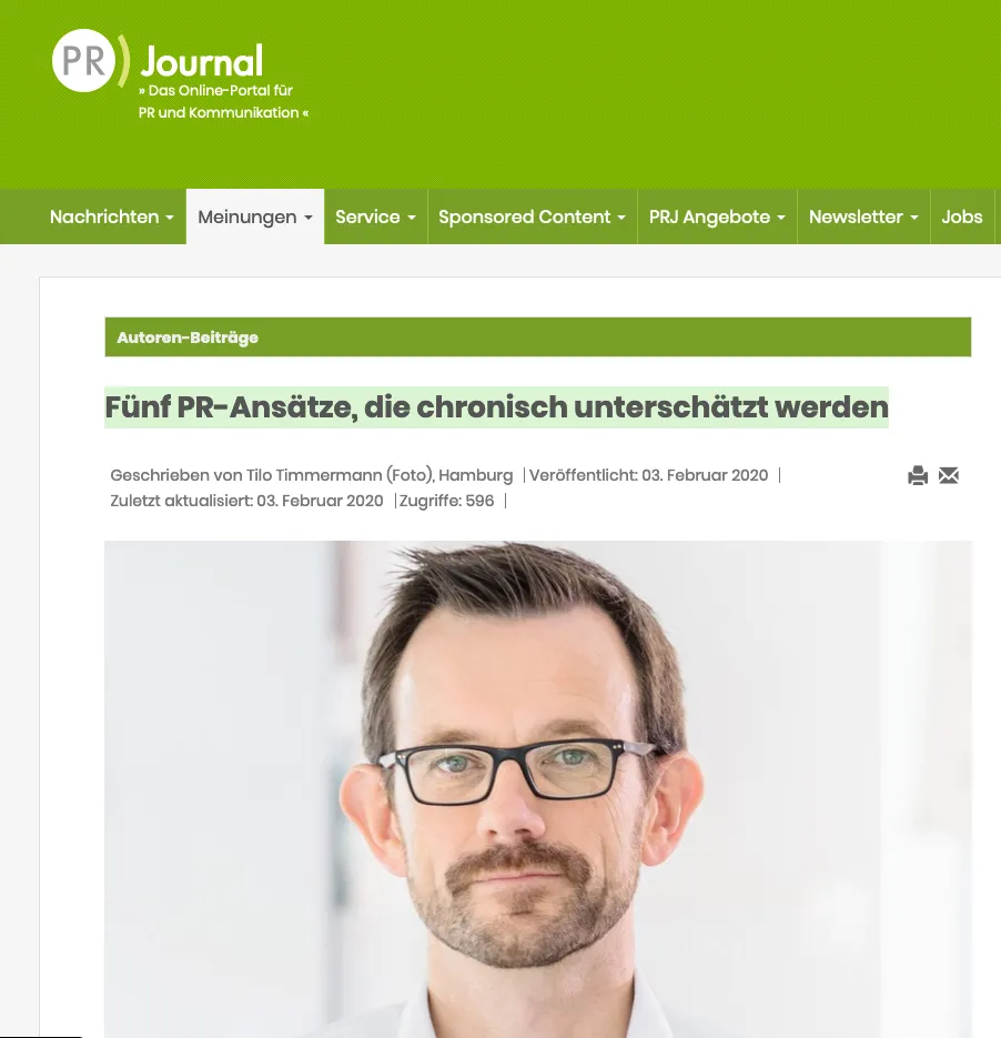 5 PR-Ansätze – TDUB im PR-Journal